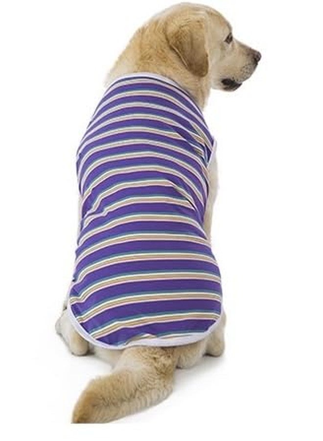 PETANGEL Cotton Striped Dog Shirts for Medium/Large Dogs | Breathable Stretchy Fashion Big Dogs Clothes for Beagle, Corgi, Husky, Labarador, Golden Retriver, Samoyed etc (Purple, Size: 2XL) - Image 3